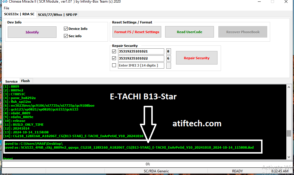 E-TACHI B13-Star Flash File, Password Reset, and IMEI Repair Guide (CM2 SCR Module)