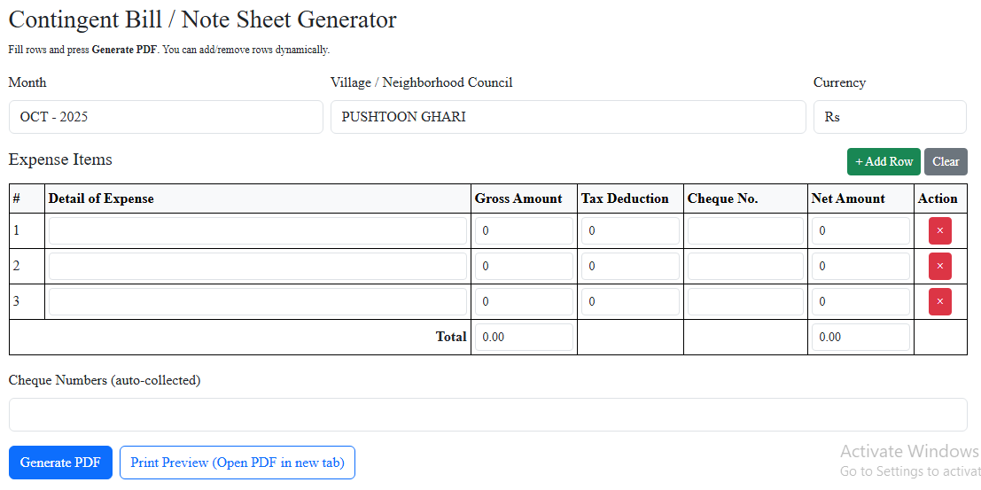 How to create Contingent Bill online